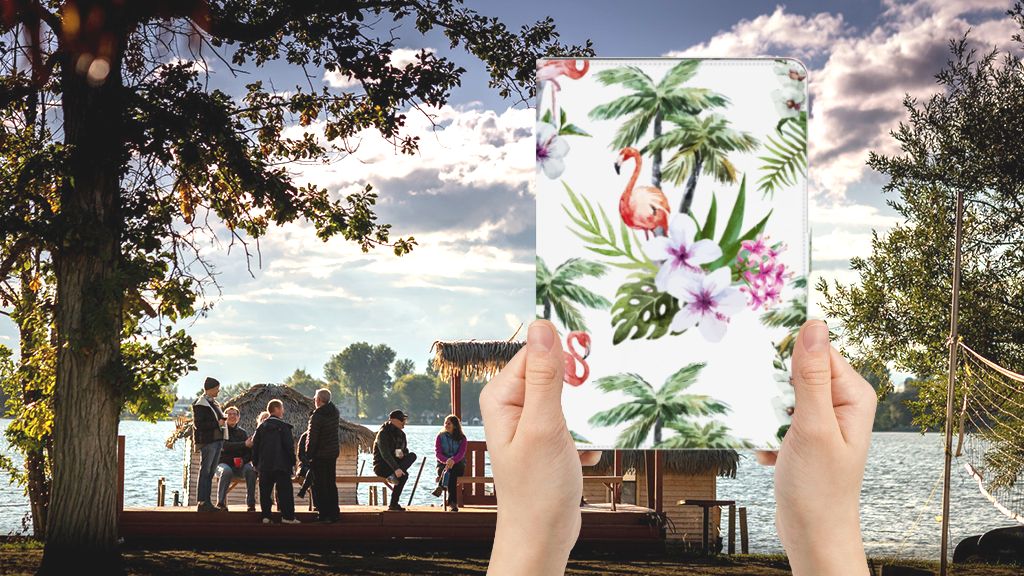Flip Case Flamingo Palms - voorkant