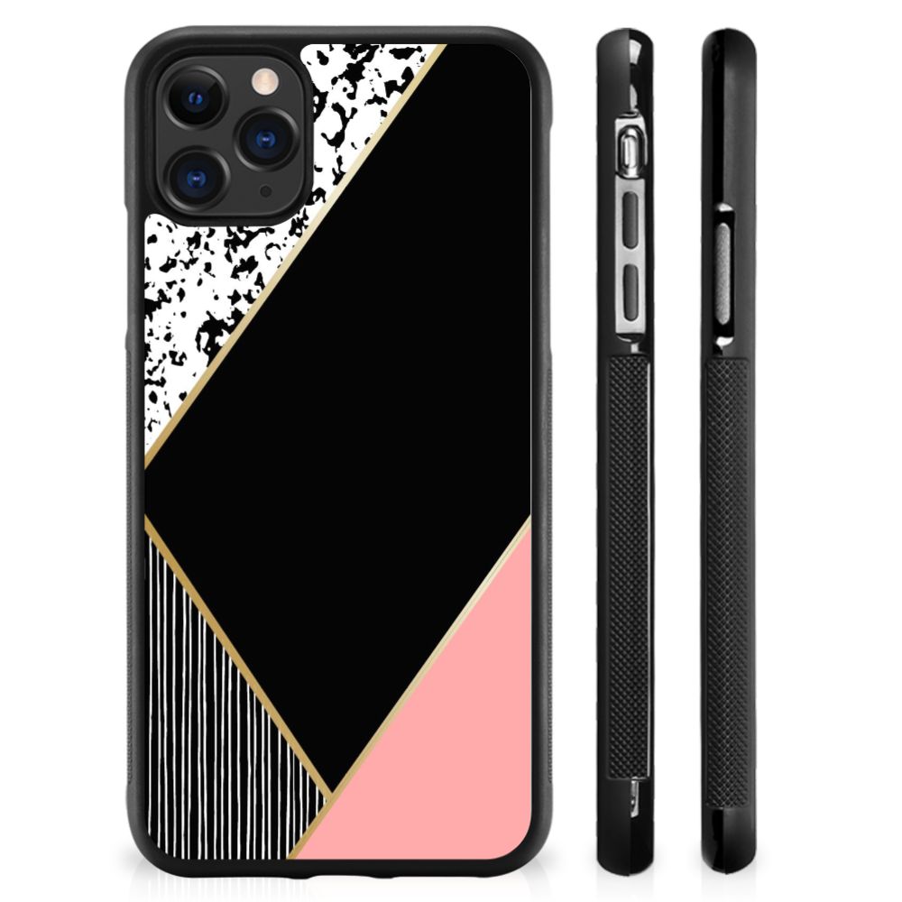 Apple iPhone 11 Pro Max Grip Case Zwart Roze Vormen B2C Telecom