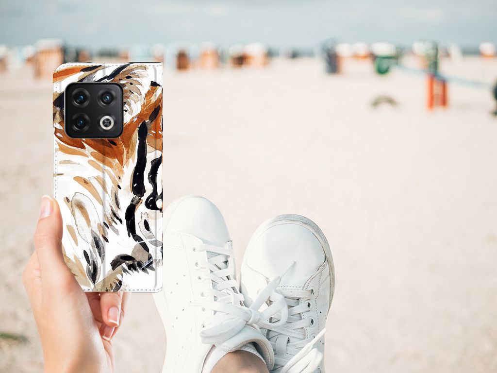 Bookcase OnePlus 10 Pro Watercolor Tiger - B2C Telecom