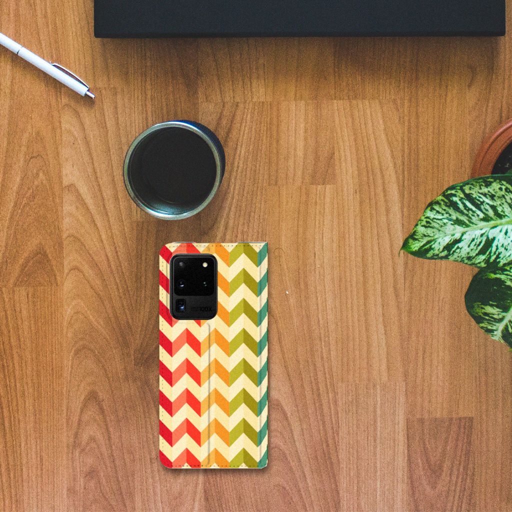 Samsung Galaxy S20 Ultra Hoesje met Magneet Zigzag Multi Color - B2C Telecom