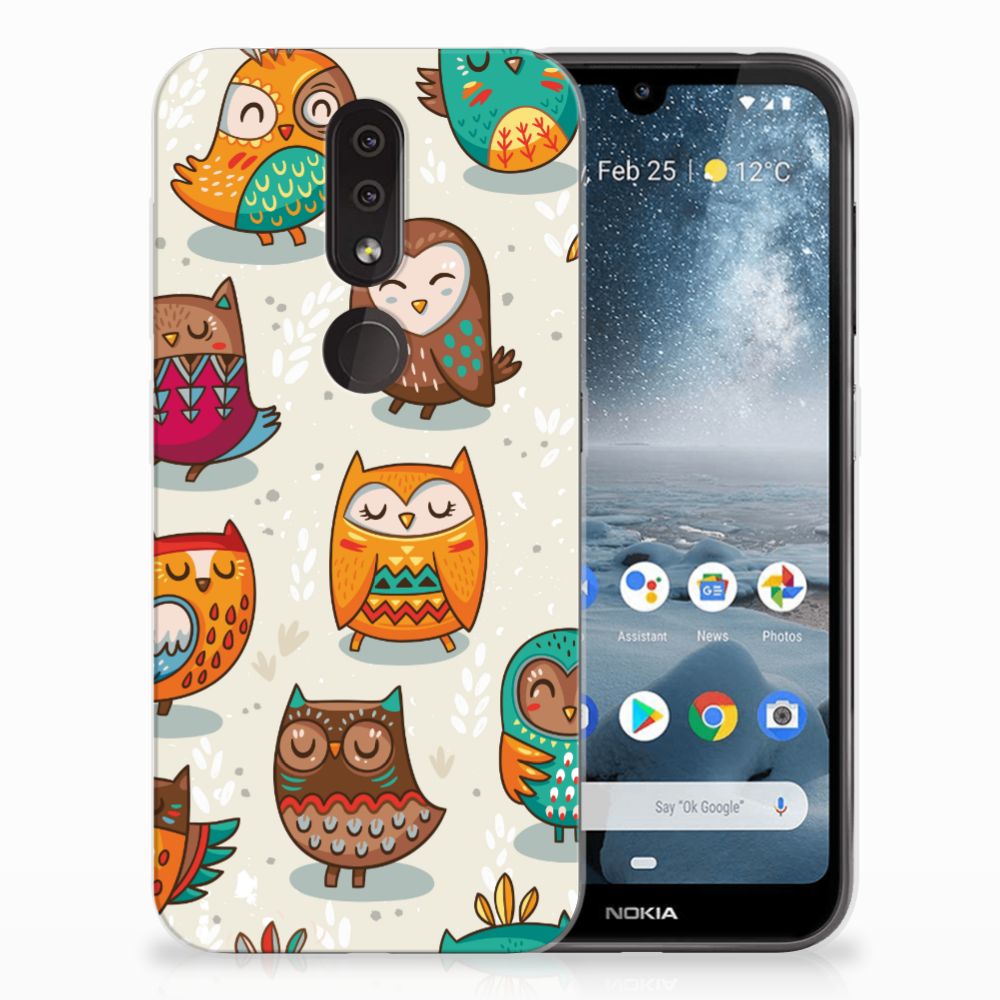 Nokia 4.2 TPU Hoesje Vrolijke Uilen