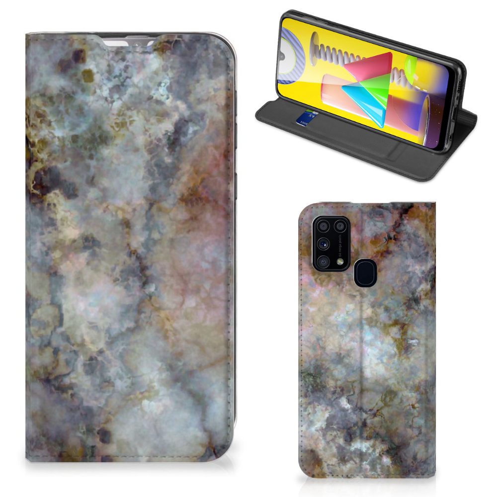 Samsung Galaxy M31 Standcase Marmer Grijs - B2C Telecom
