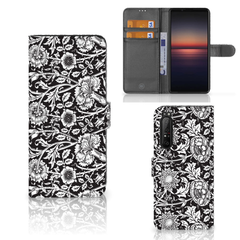 Sony Xperia 1 II Hoesje Black Flowers