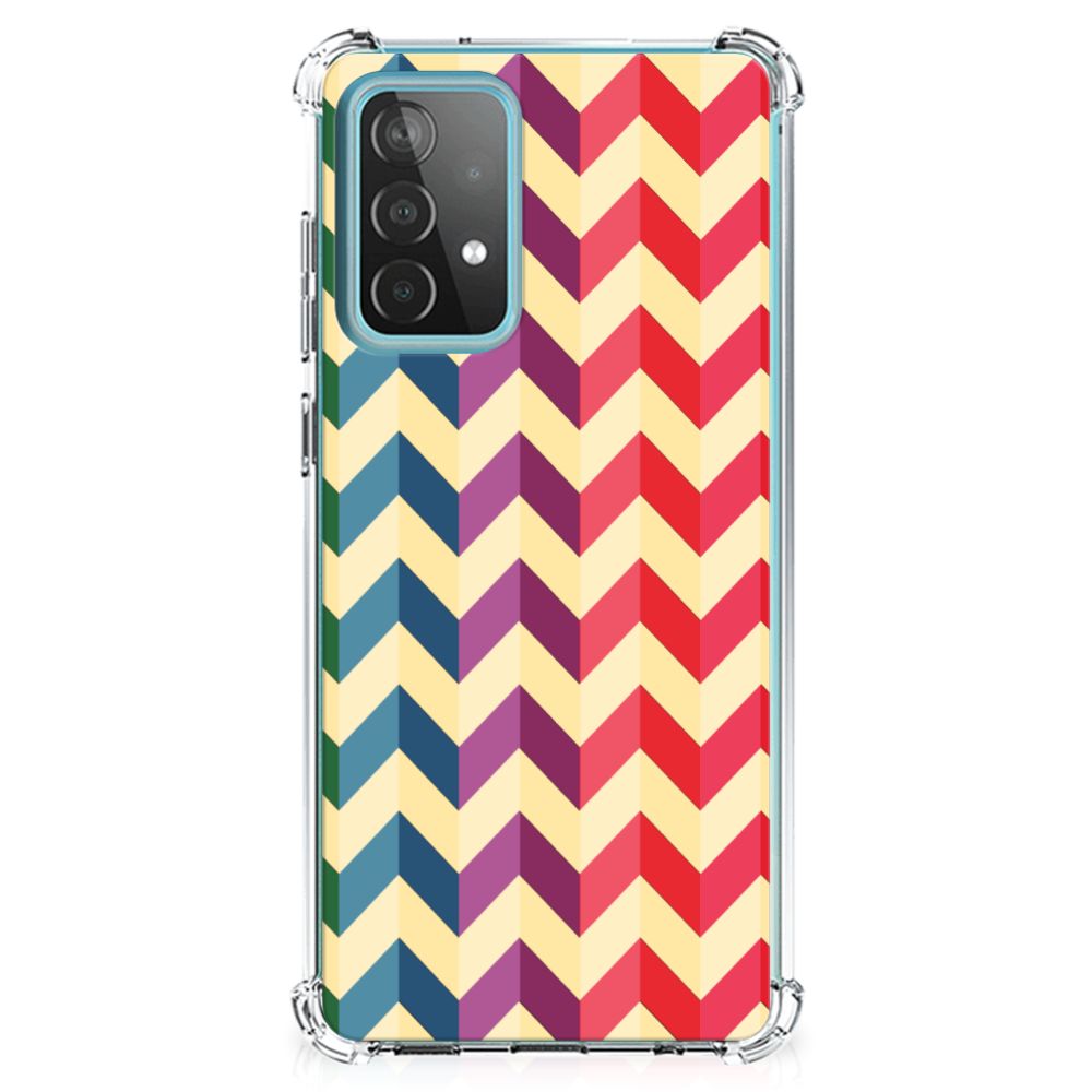 Samsung Galaxy A52 4G/5G Doorzichtige Silicone Hoesje Zigzag Multi Color