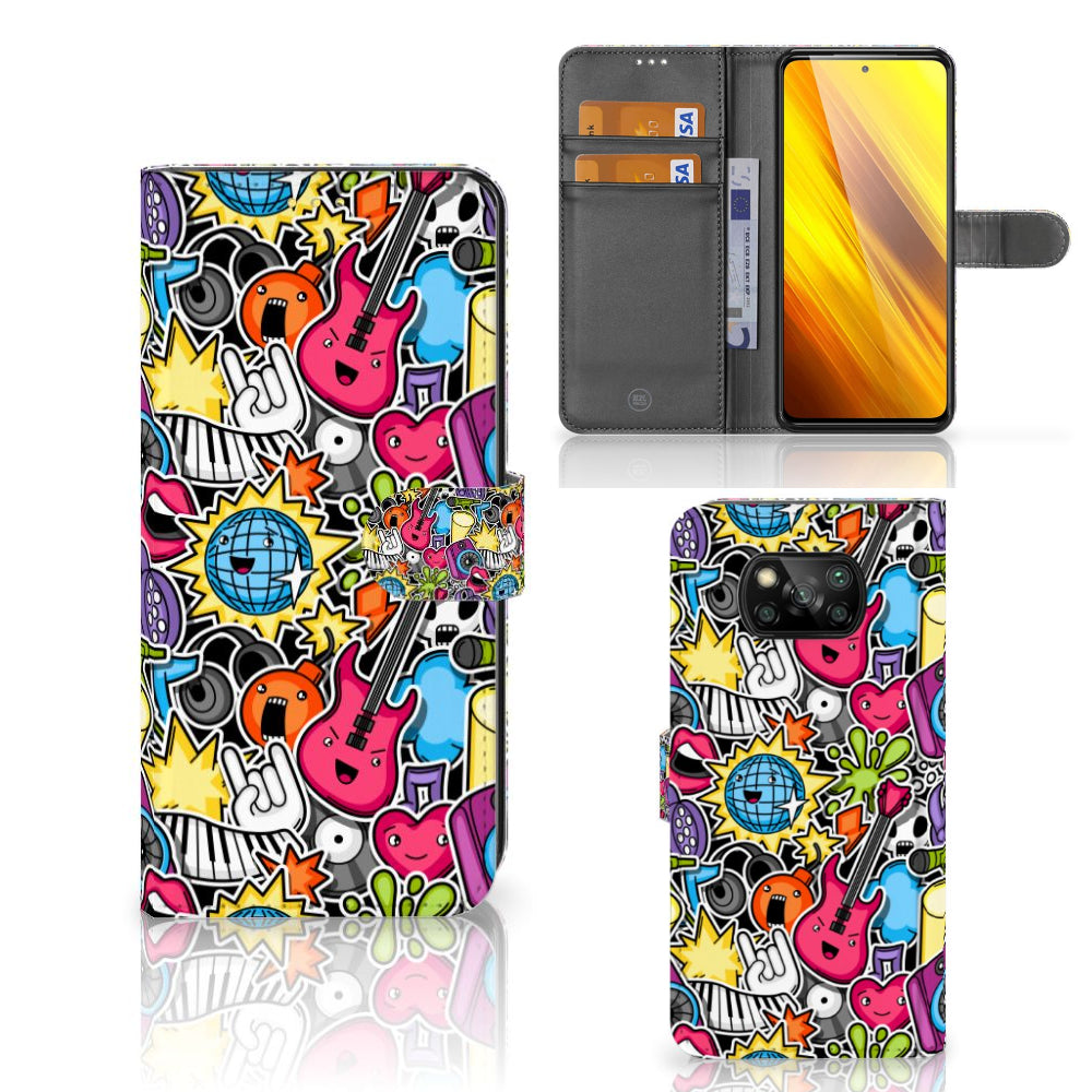 Xiaomi Poco X3 | Poco X3 Pro Wallet Case met Pasjes Punk Rock