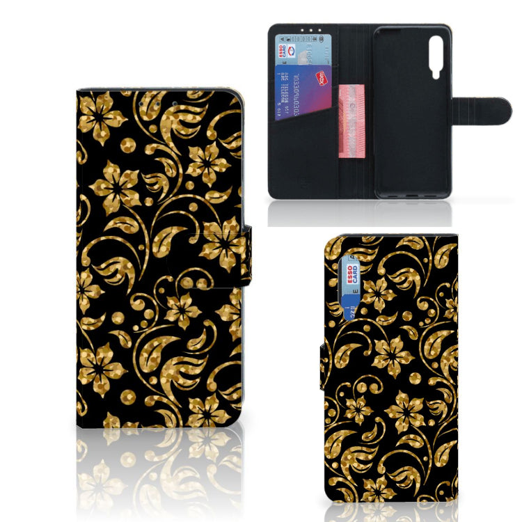 Xiaomi Mi 9 Hoesje Gouden Bloemen