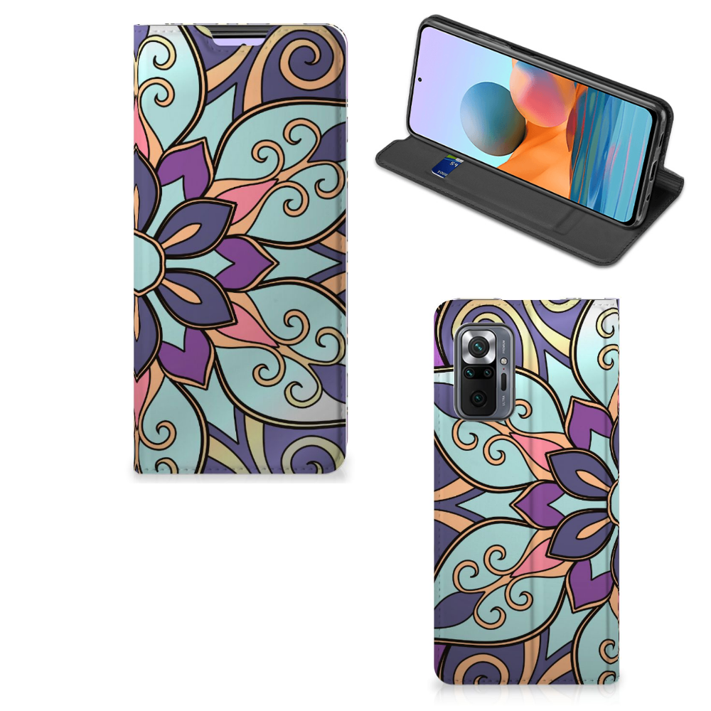 Xiaomi Redmi Note 10 Pro Smart Cover Purple Flower - B2C Telecom
