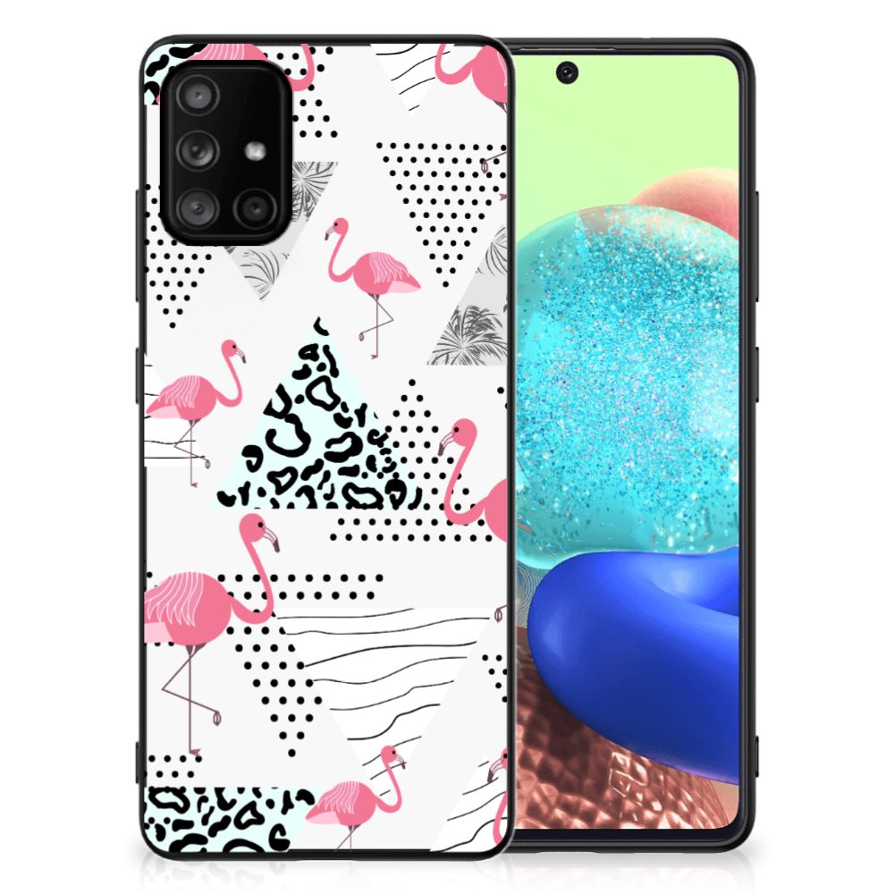 Samsung Galaxy A71 Dierenprint Telefoonhoesje Flamingo Triangle