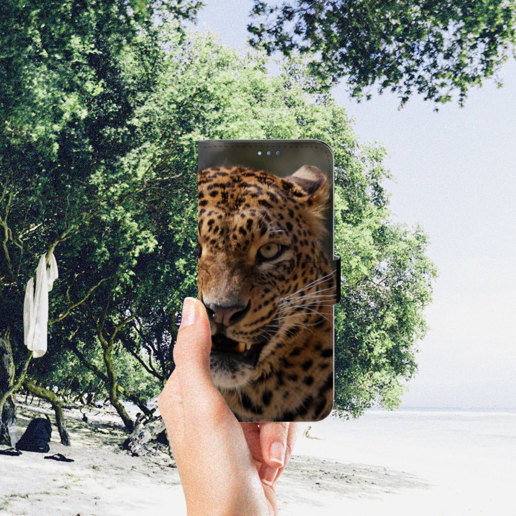 OPPO Find X3 Neo 5G Telefoonhoesje met Pasjes Luipaard