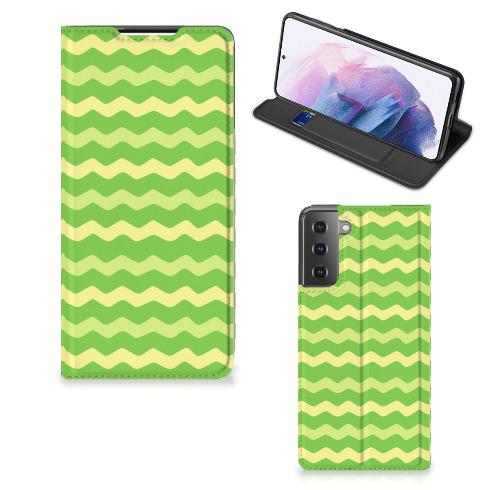 Samsung Galaxy S21 Plus Hoesje met Magneet Waves Green - B2C Telecom