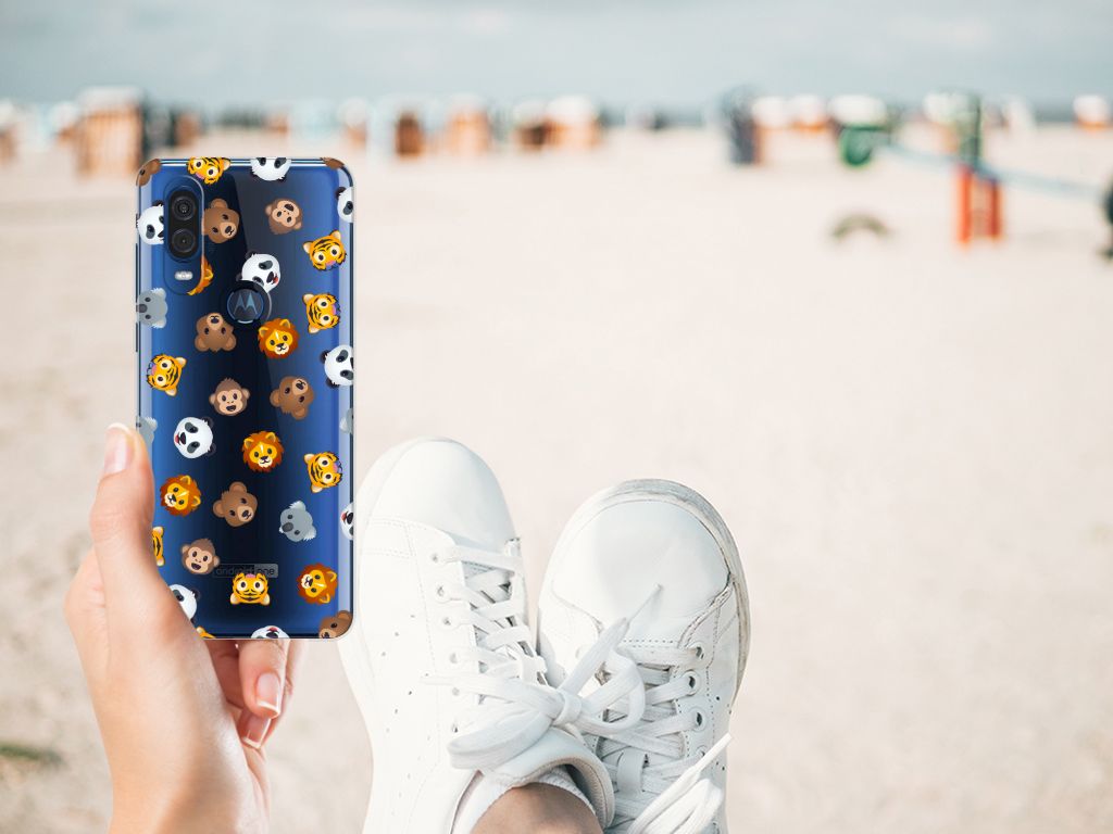 TPU bumper voor Motorola One Vision Dieren Emojis