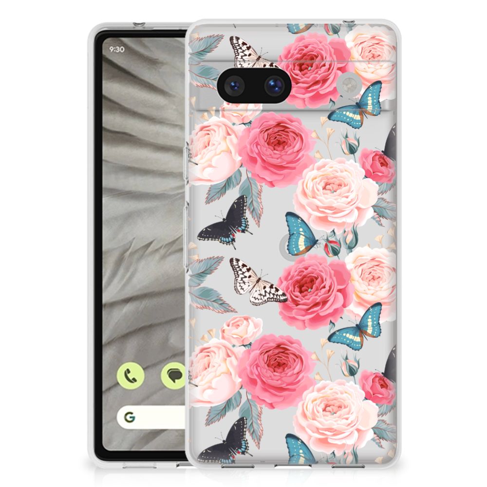 Google Pixel 7A TPU Case Butterfly Roses