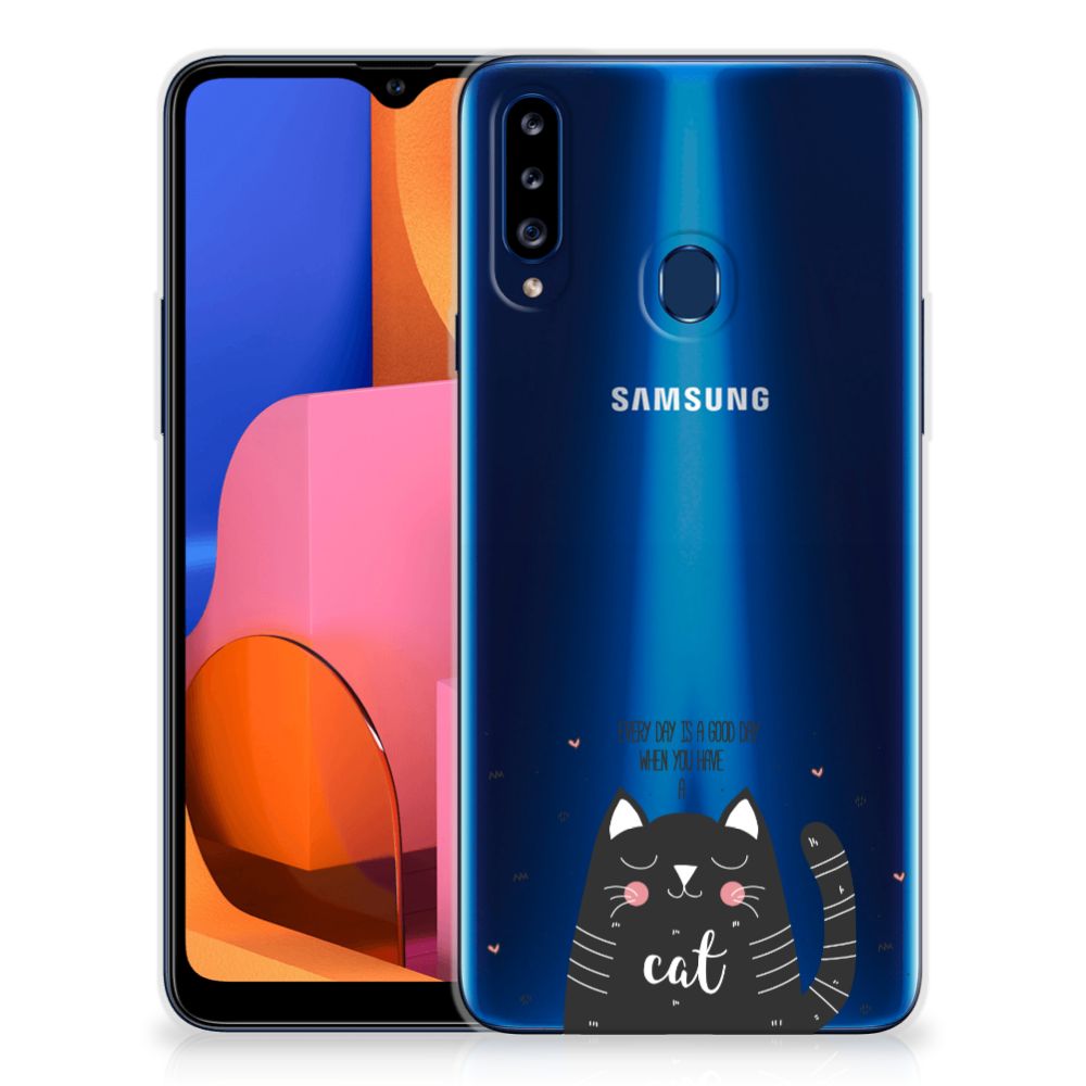 Samsung Galaxy A20s Telefoonhoesje met Naam Cat Good Day B2C Telecom