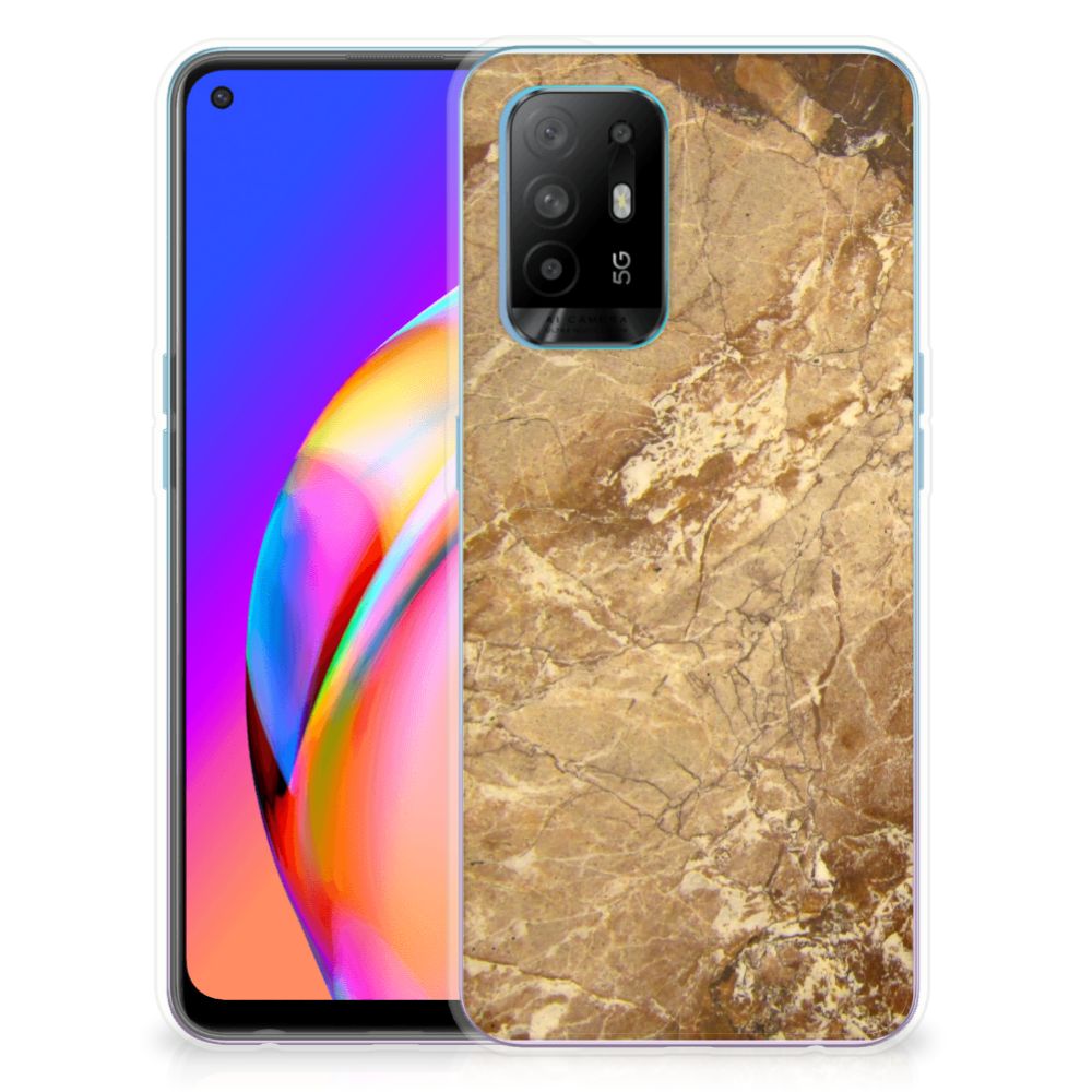 OPPO A94 5G | Reno5 Z TPU Siliconen Hoesje Marmer Creme