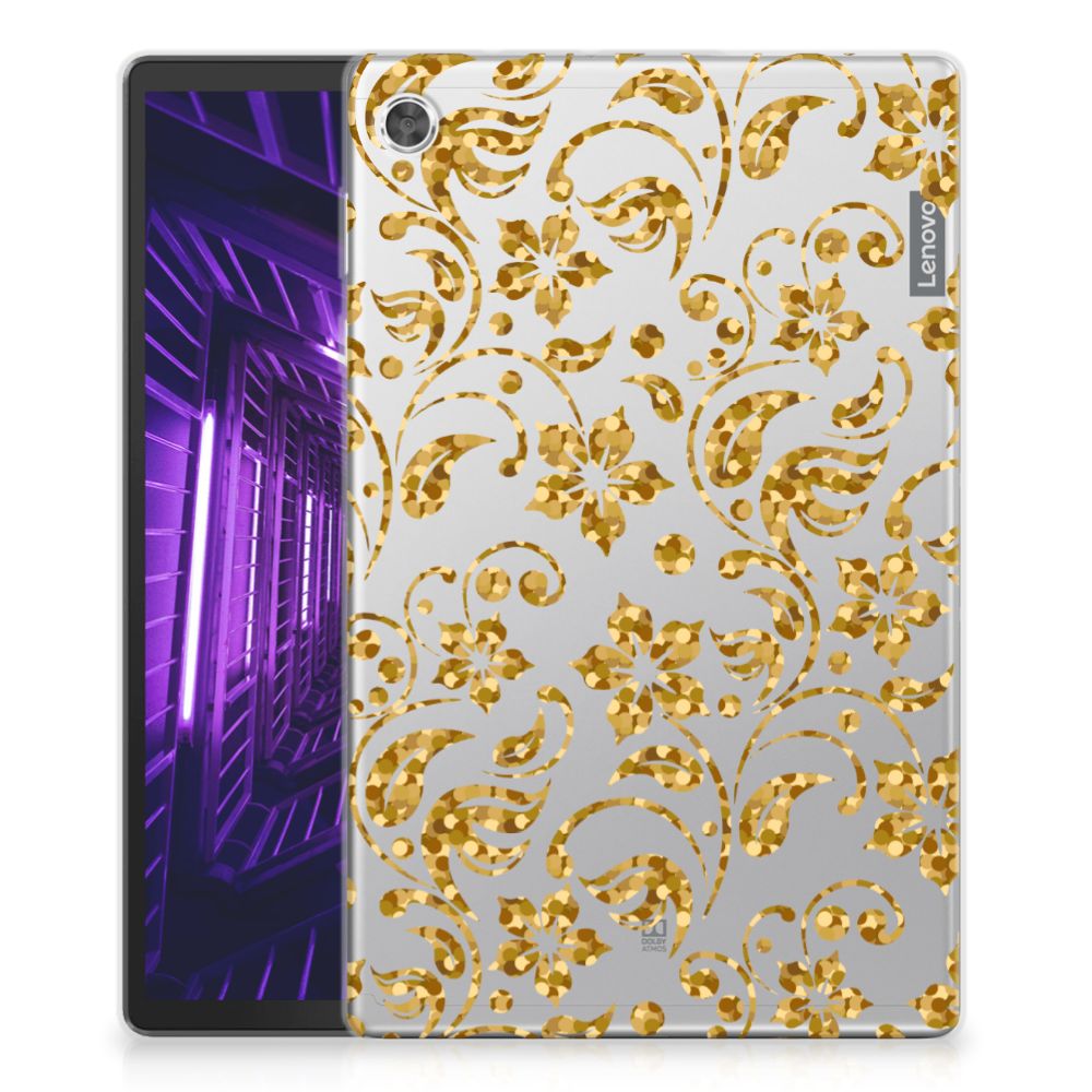 Lenovo Tab M10 Plus Siliconen Hoesje Gouden Bloemen - B2C Telecom