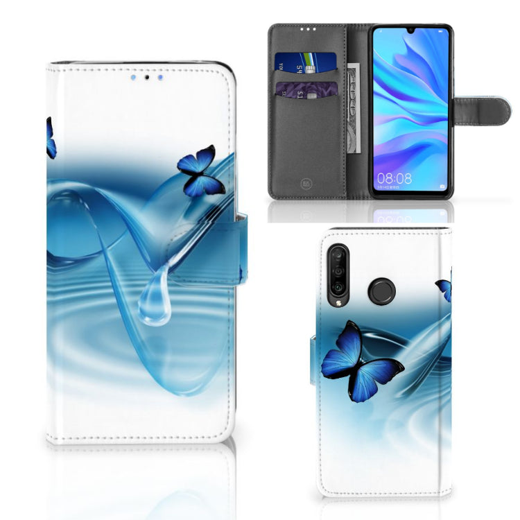 Huawei P30 Lite (2020) Telefoonhoesje met Pasjes Vlinders