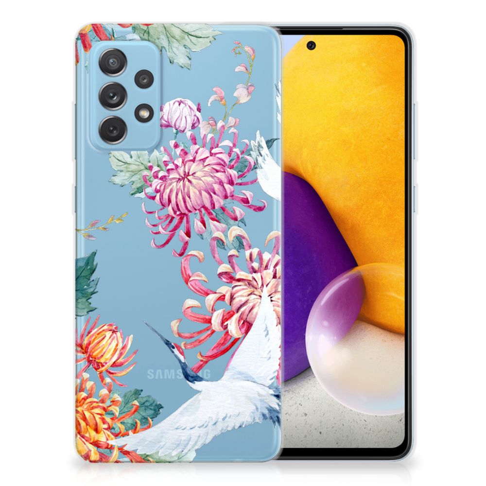 Samsung Galaxy A72 TPU Hoesje Bird Flowers