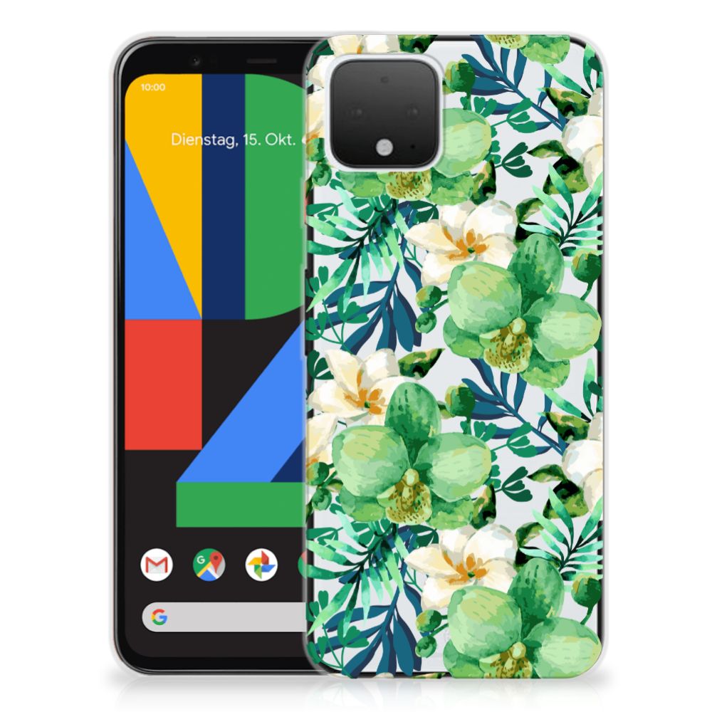 Google Pixel 4 TPU Case Orchidee Groen