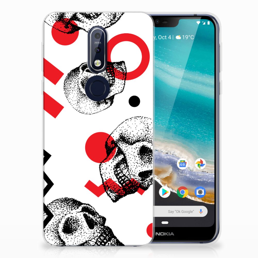 Silicone Back Case Nokia 7.1 Skull Red