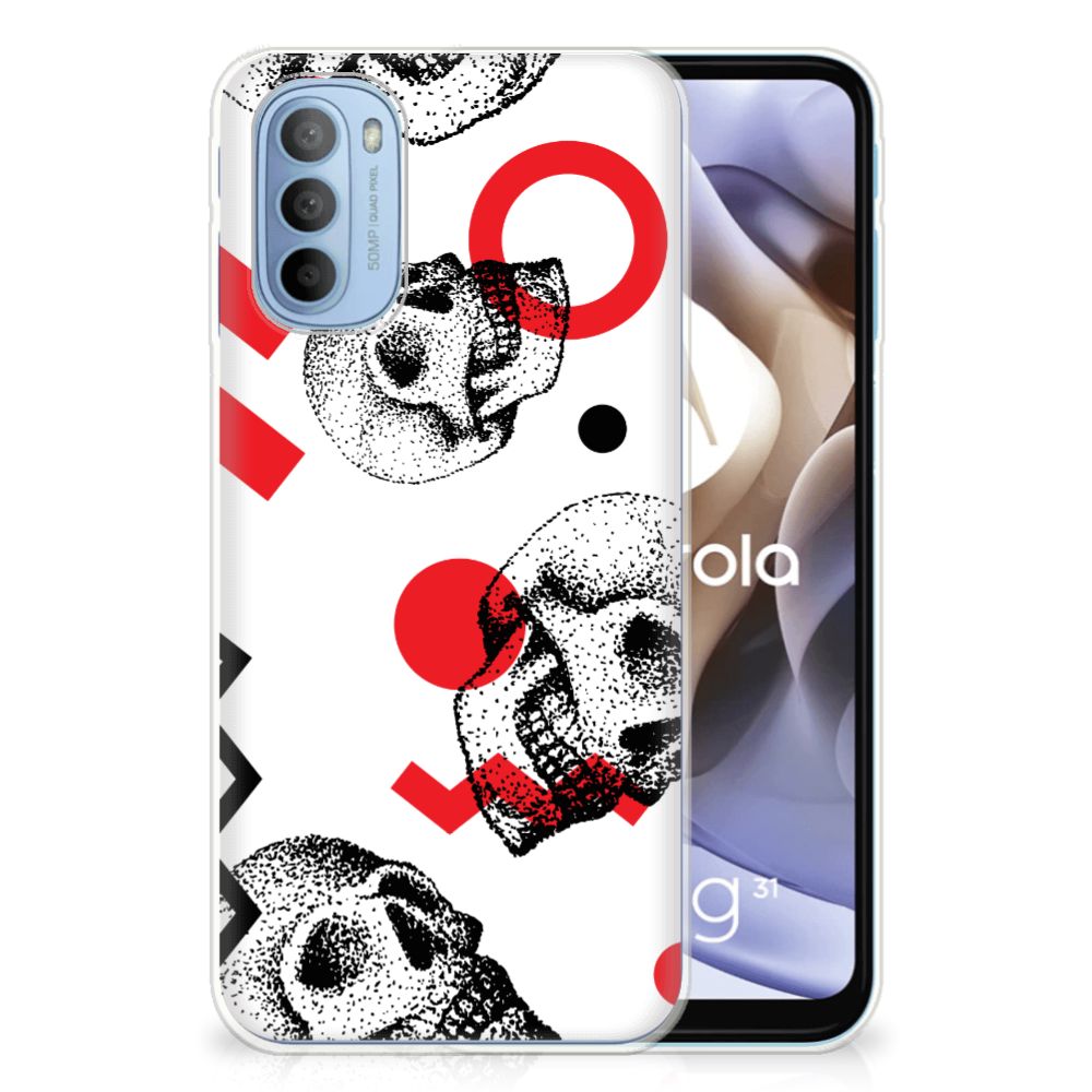 Silicone Back Case Motorola Moto G31 | G41 Skull Red B2C Telecom