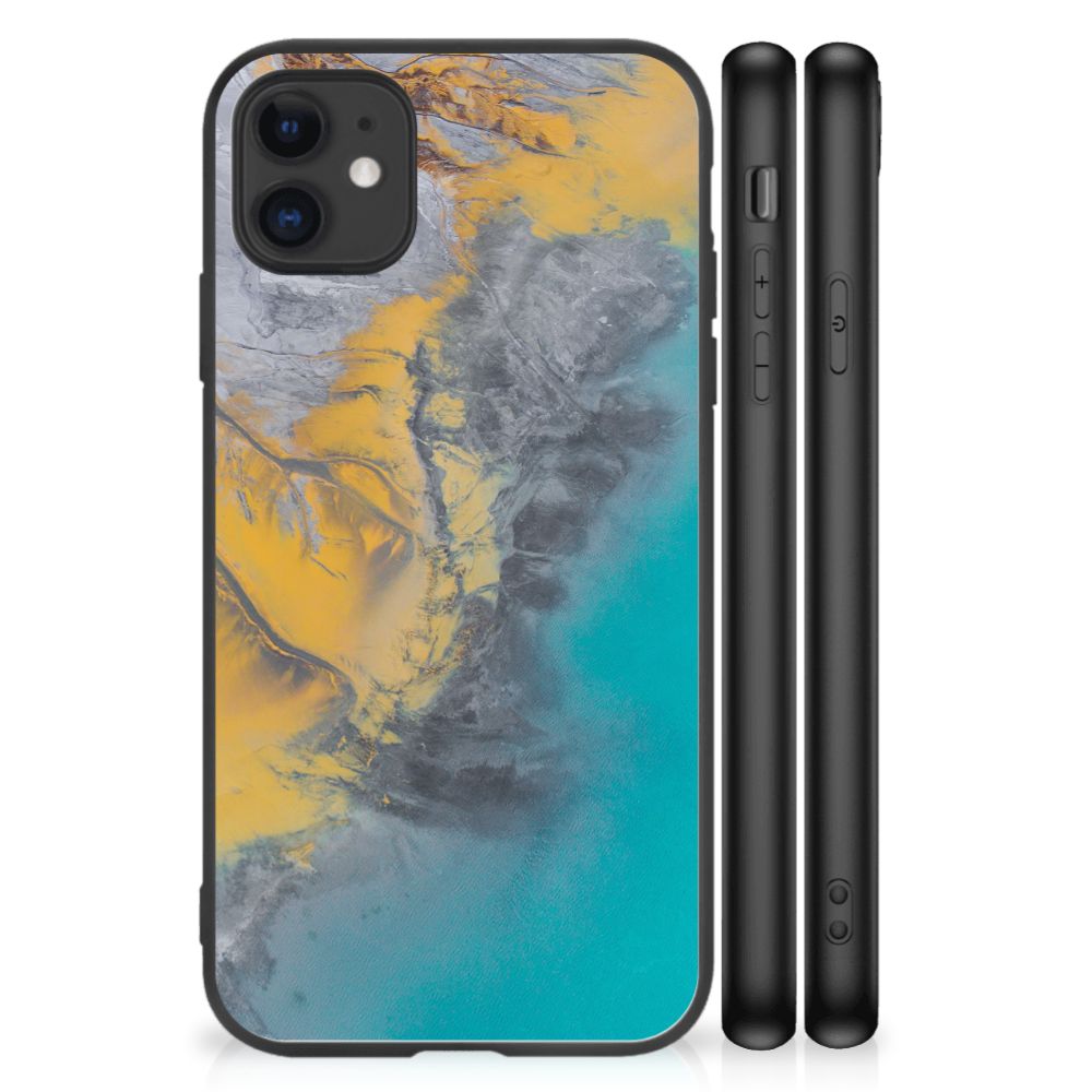 iPhone 11 Marmeren Print Telefoonhoesje Marble Blue Gold B2C Telecom