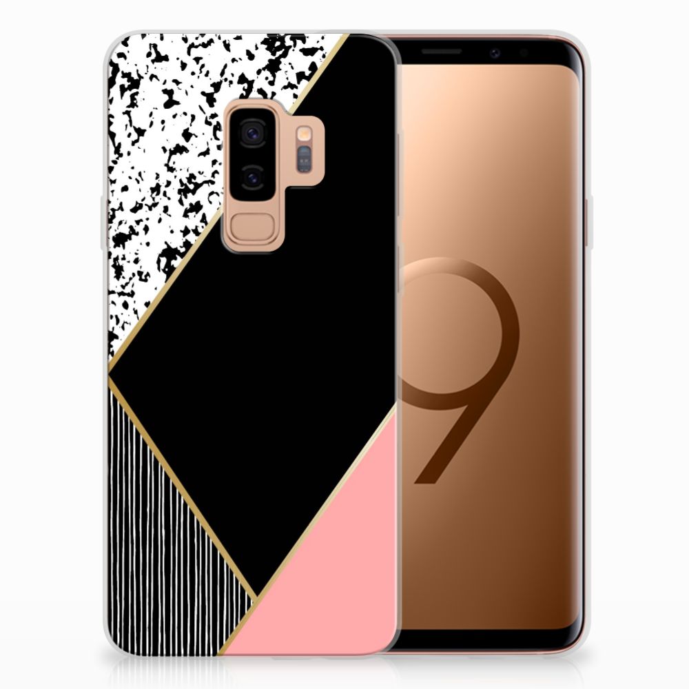 Samsung Galaxy S9 Plus TPU Hoesje Zwart Roze Vormen