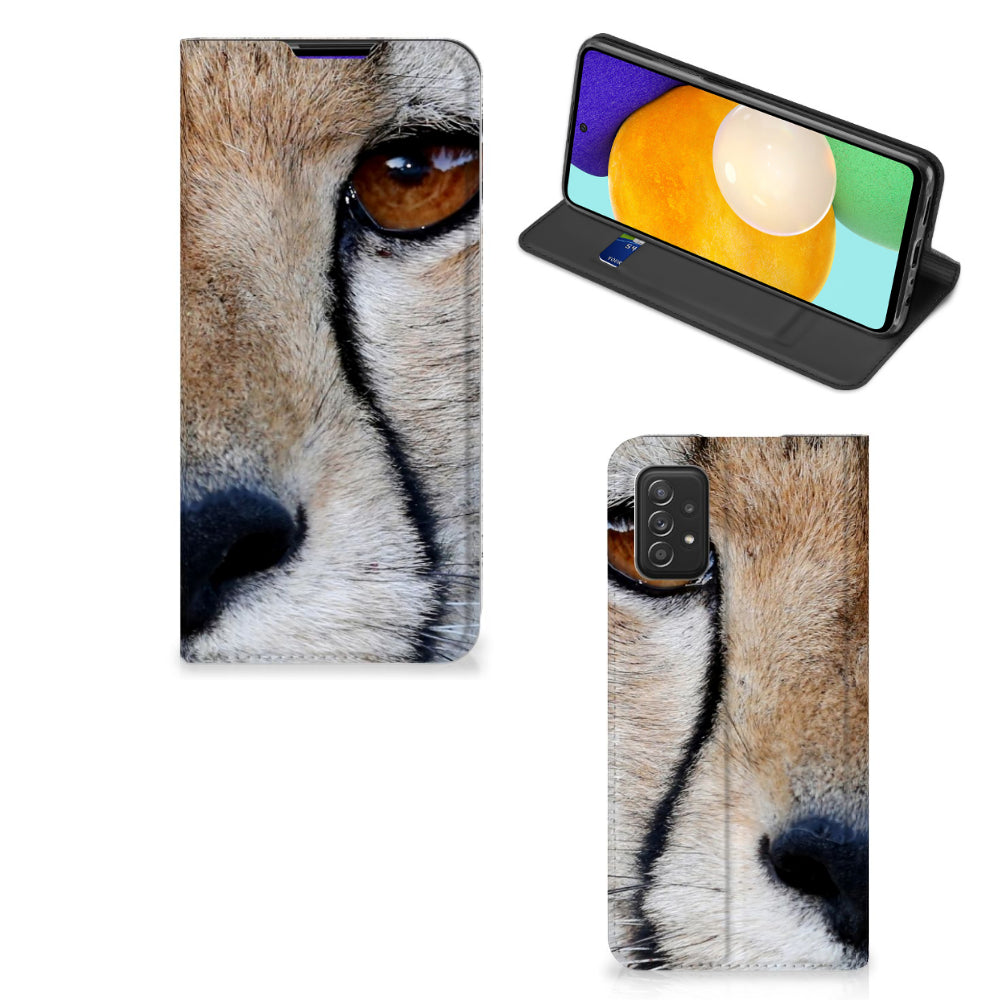 Samsung Galaxy A03s Hoesje maken Cheetah met close-up van een cheetah gezicht en smartphone stand.