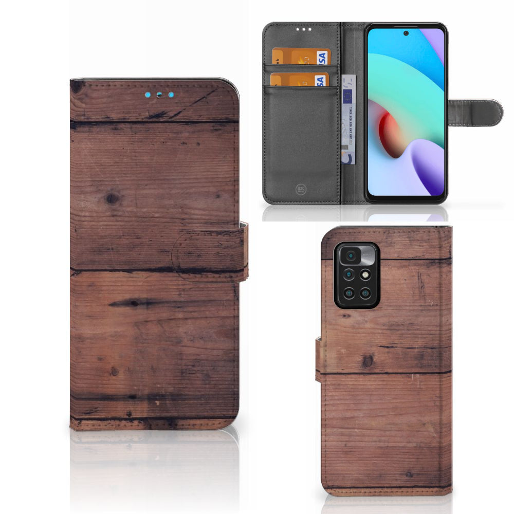 Xiaomi Redmi 10 Book Style Case Old Wood