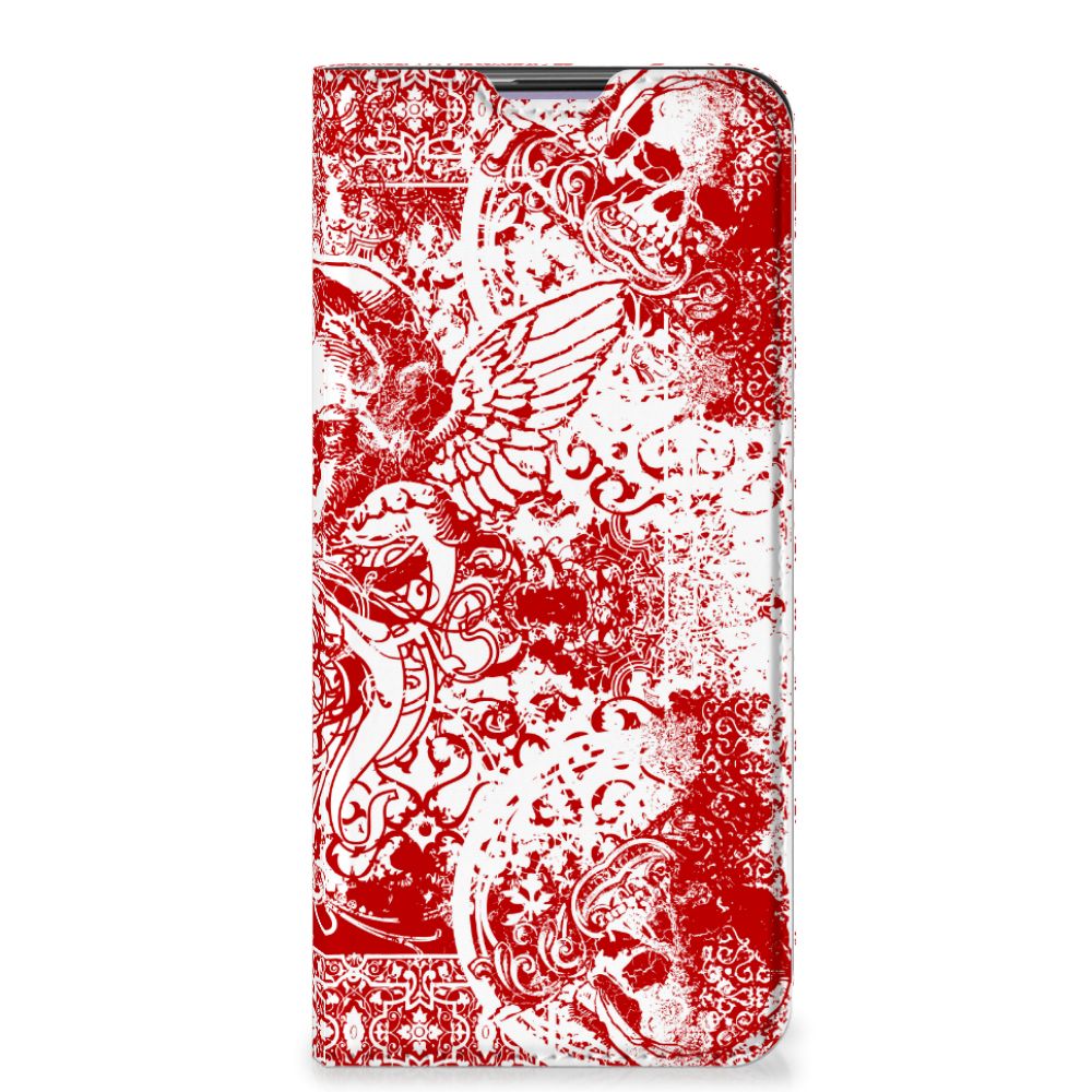 Mobiel BookCase OnePlus Nord CE 5G Angel Skull Rood - B2C Telecom