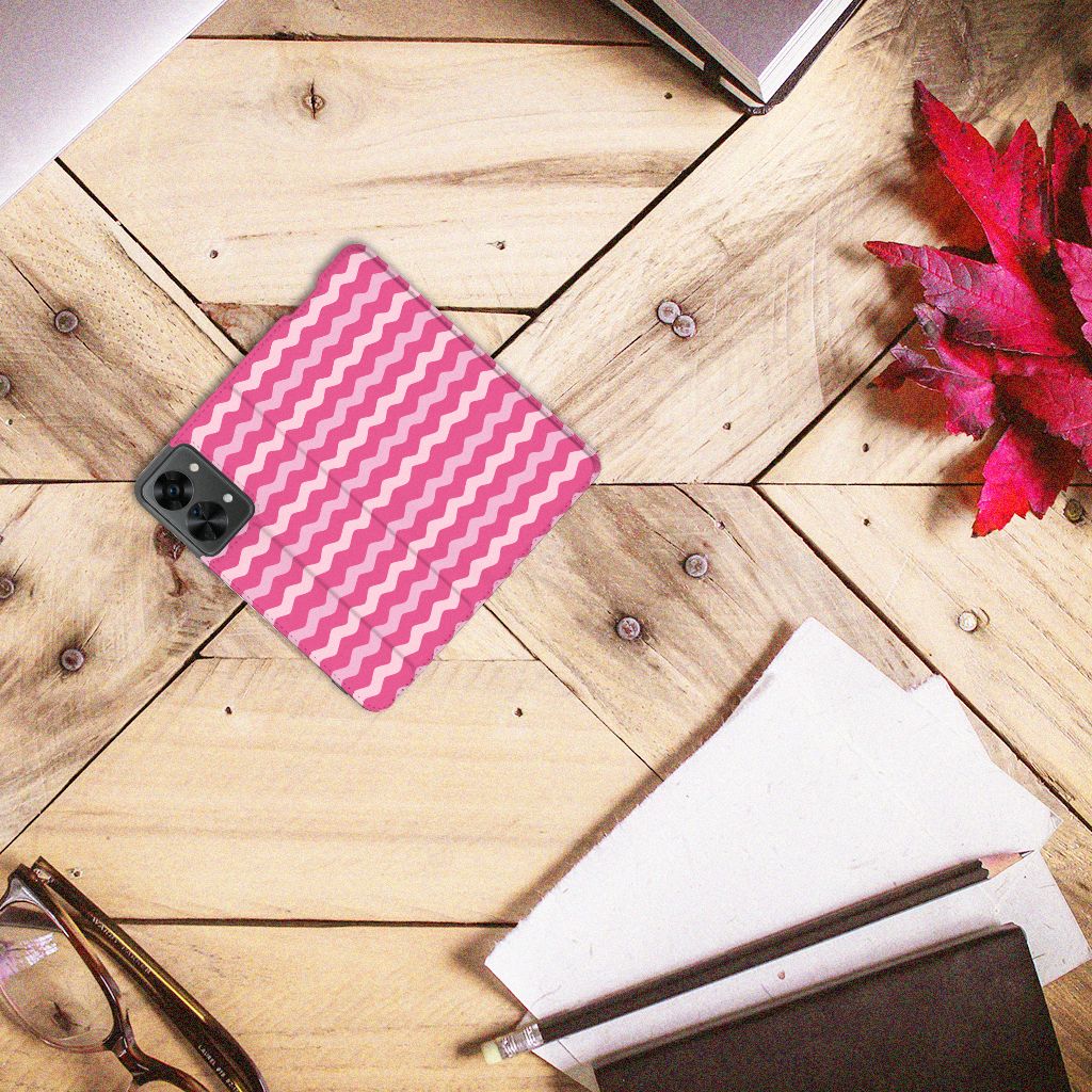 OnePlus Nord 2T Hoesje met Magneet Waves Pink - B2C Telecom