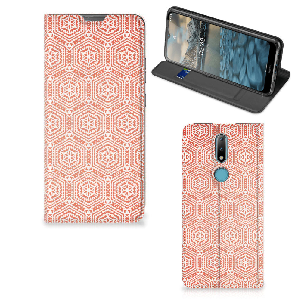 Nokia 2.4 Hoesje met Magneet Pattern Orange