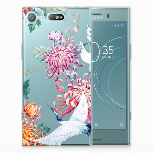 Sony Xperia XZ1 Compact TPU Hoesje Bird Flowers