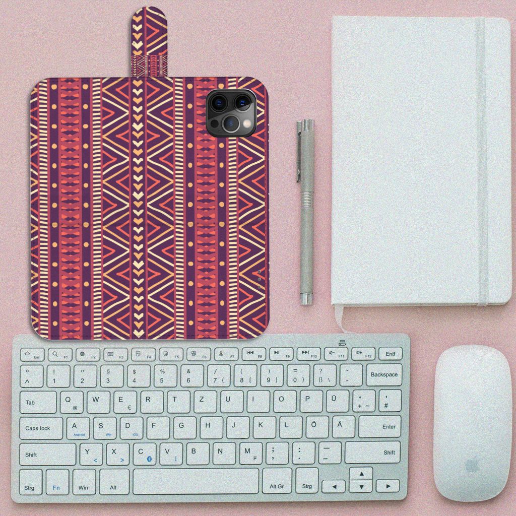 Apple iPhone 12 Pro Max Telefoon Hoesje Aztec Paars