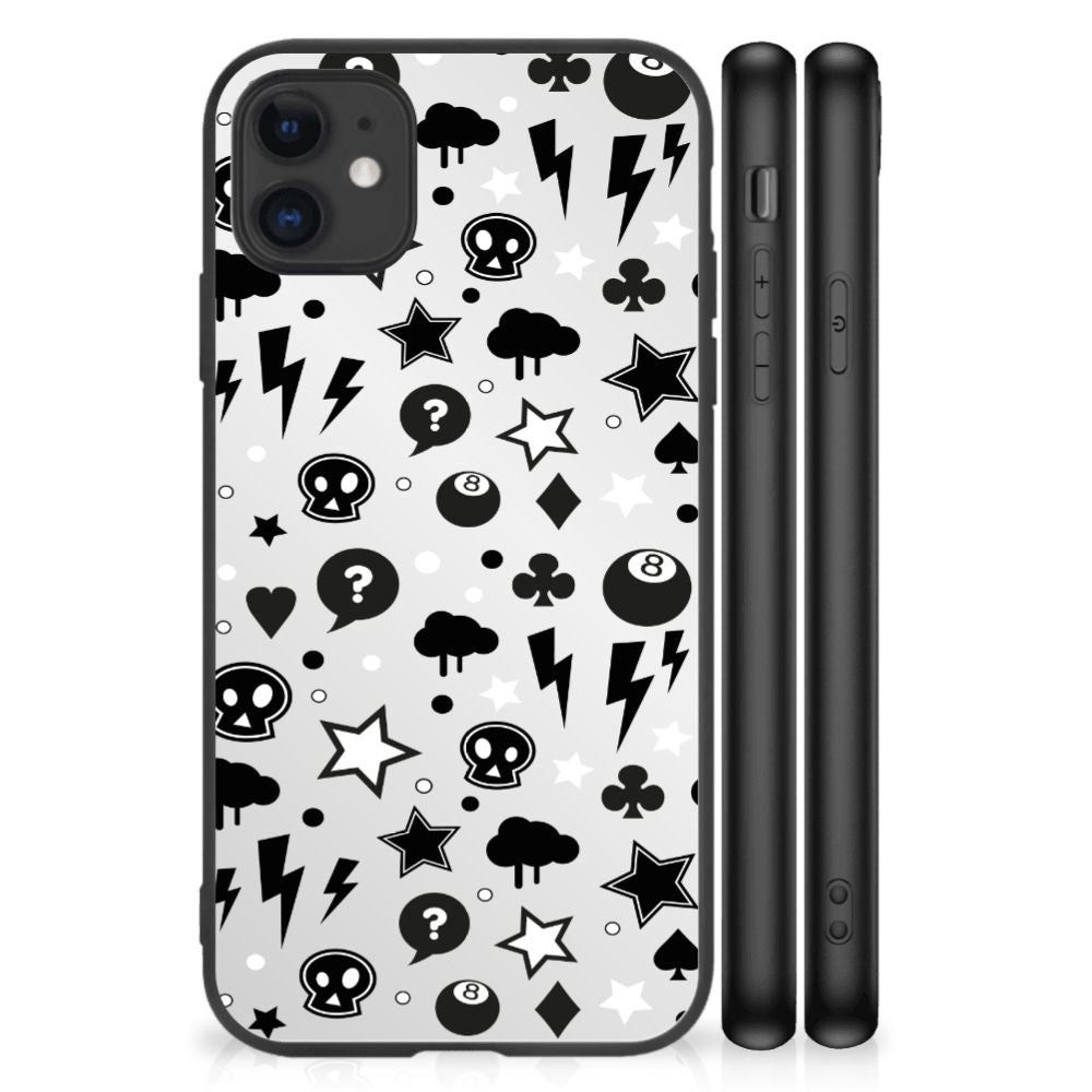 Telefoonhoesje iPhone 11 Silver Punk met skulls en bliksems, speciaal ontworpen voor Apple iPhone 11.