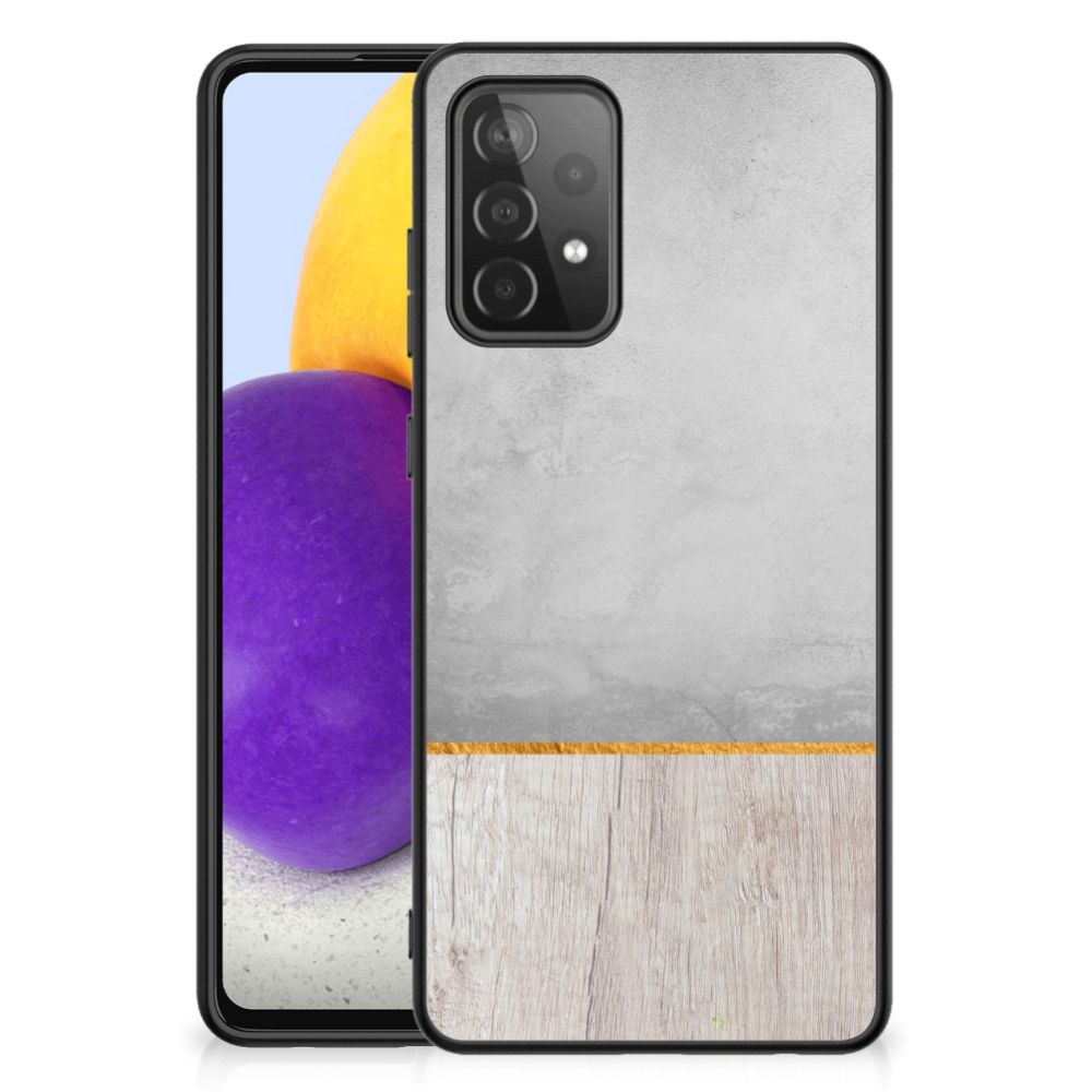 Samsung Galaxy A72 (5G/4G) Houten Print Telefoonhoesje Wood Concrete