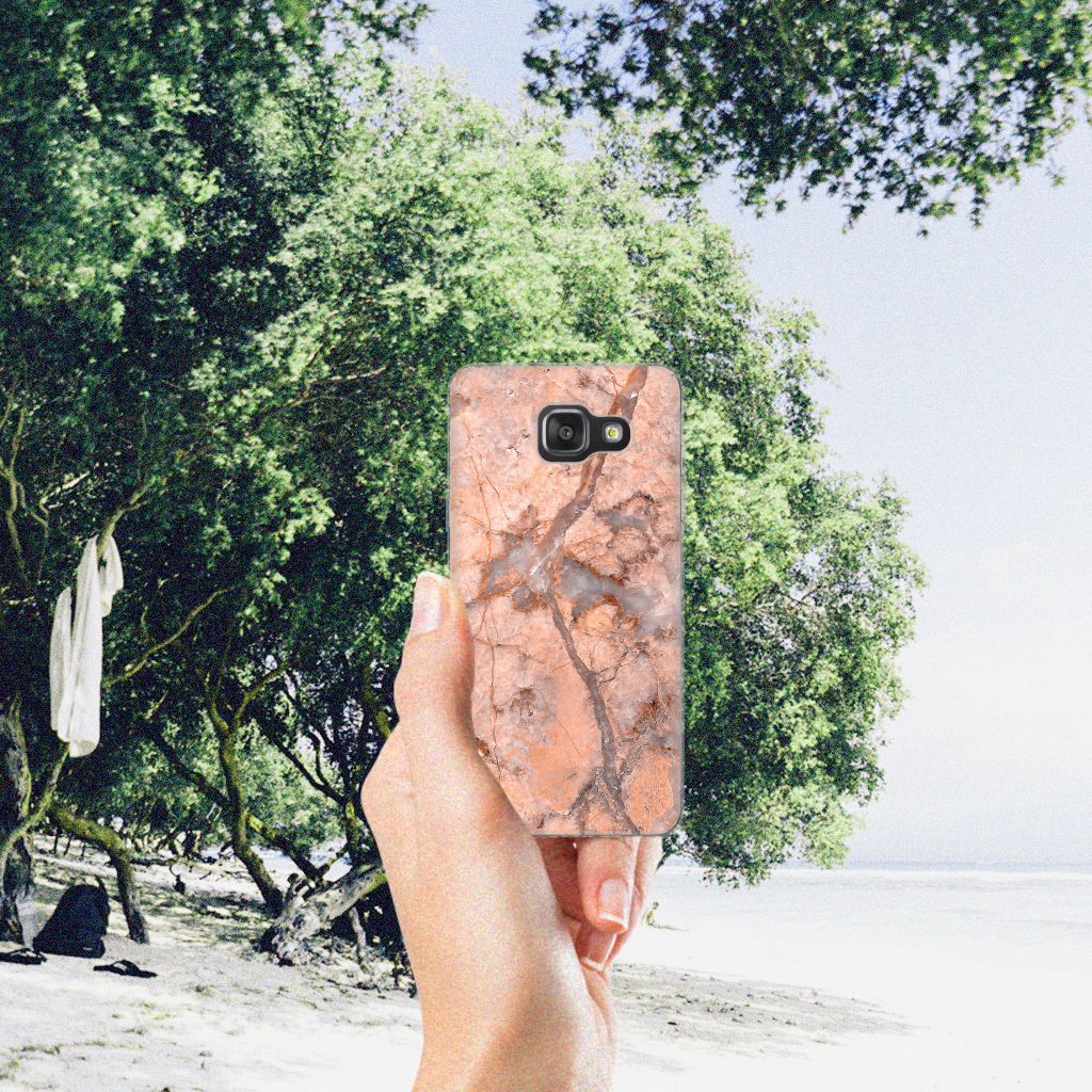 Samsung Galaxy A3 2016 TPU Siliconen Hoesje Marmer Oranje