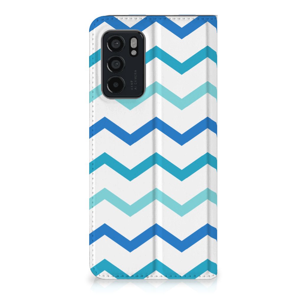 OPPO Reno6 5G Hoesje met Magneet Zigzag Blauw - B2C Telecom
