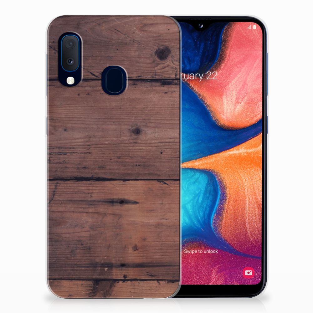 Samsung Galaxy A20e Bumper Hoesje Old Wood