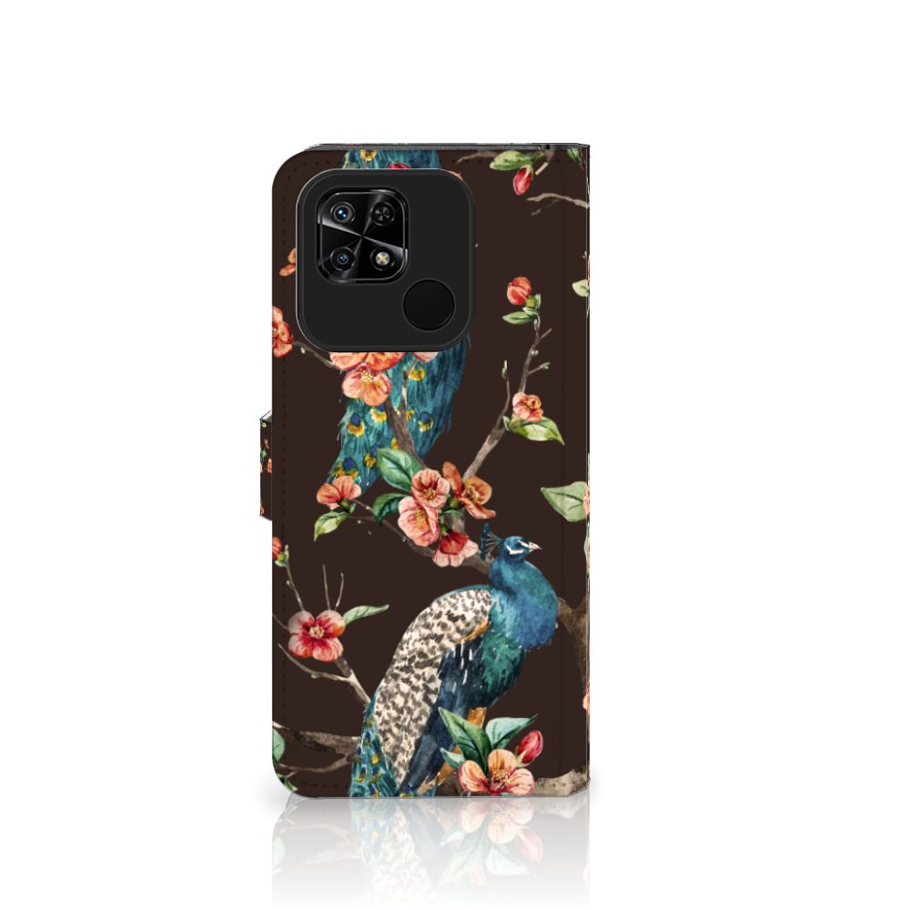 Xiaomi Redmi 10C Telefoonhoesje met Pasjes Pauw met Bloemen
