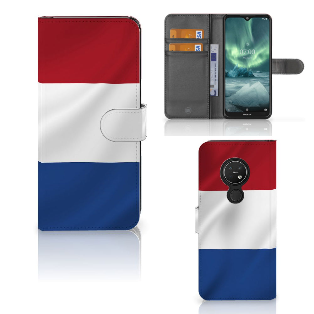 Nokia 7.2 | Nokia 6.2 Bookstyle Case Nederlandse Vlag met kunstzinnige Nederlandse vlag design.