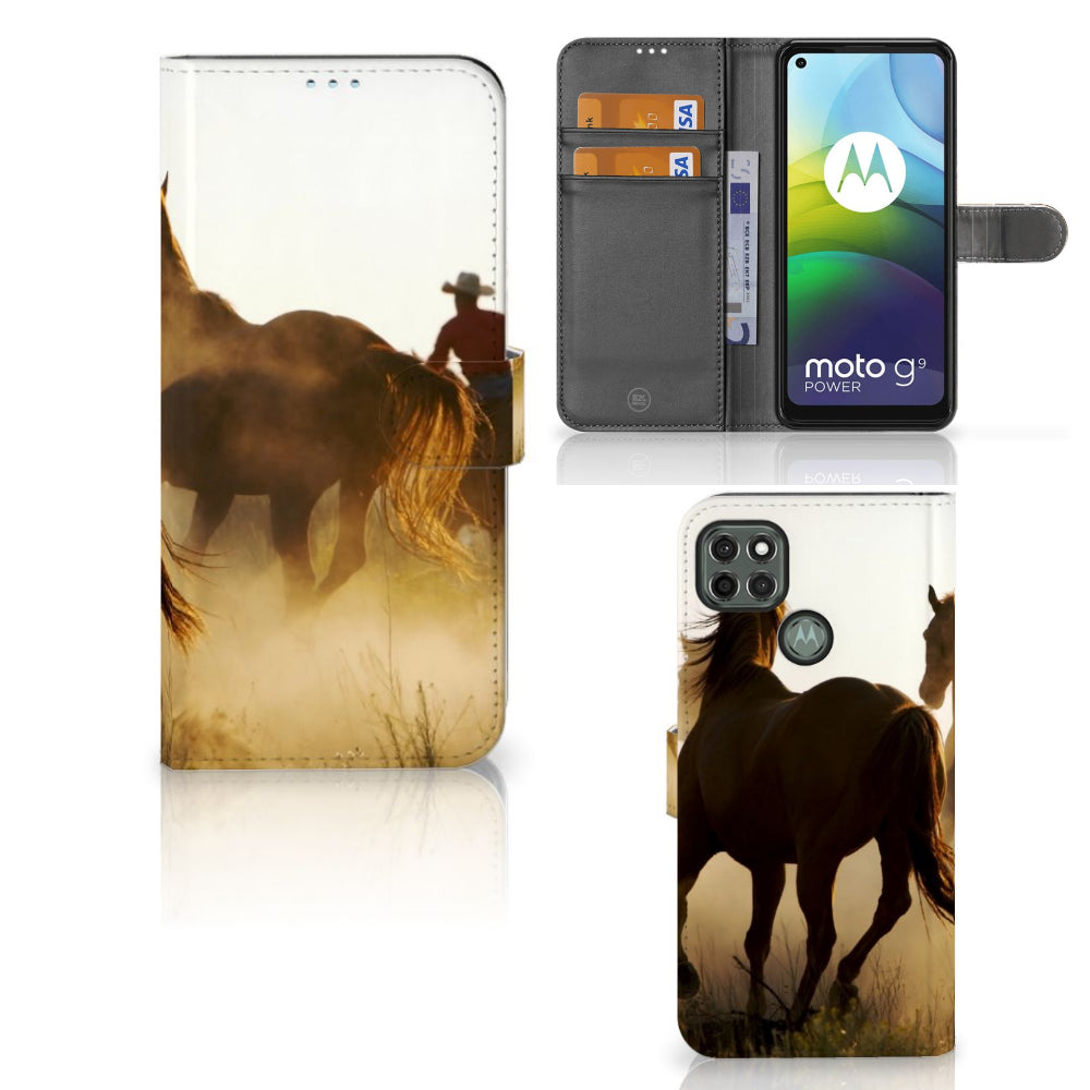 Motorola Moto G9 Power Telefoonhoesje met Pasjes Design Cowboy