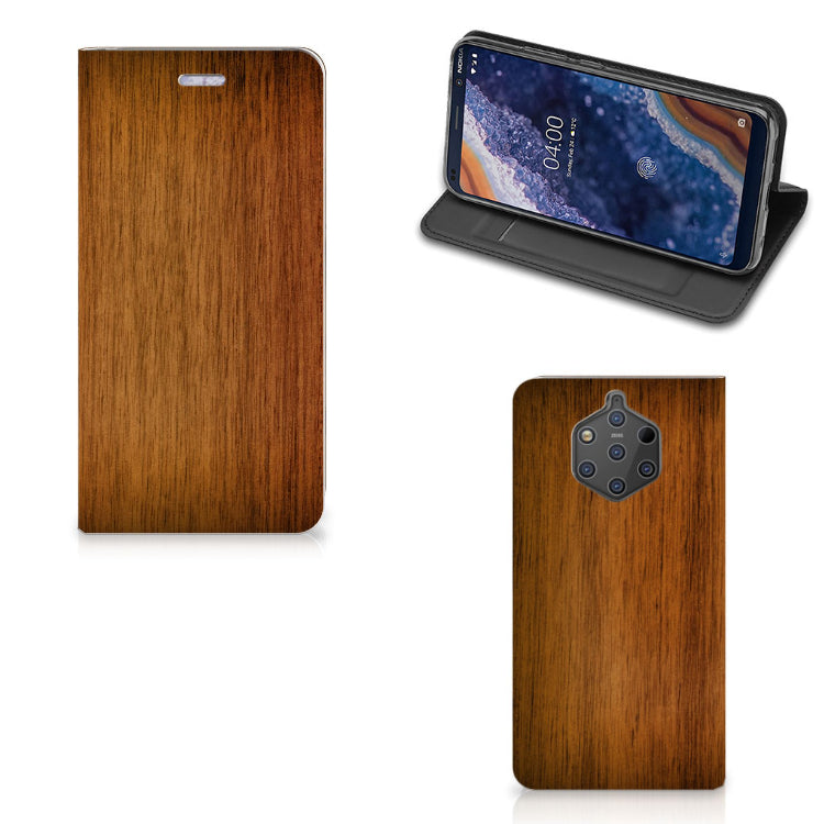 Nokia 9 PureView Book Wallet Case Donker Hout