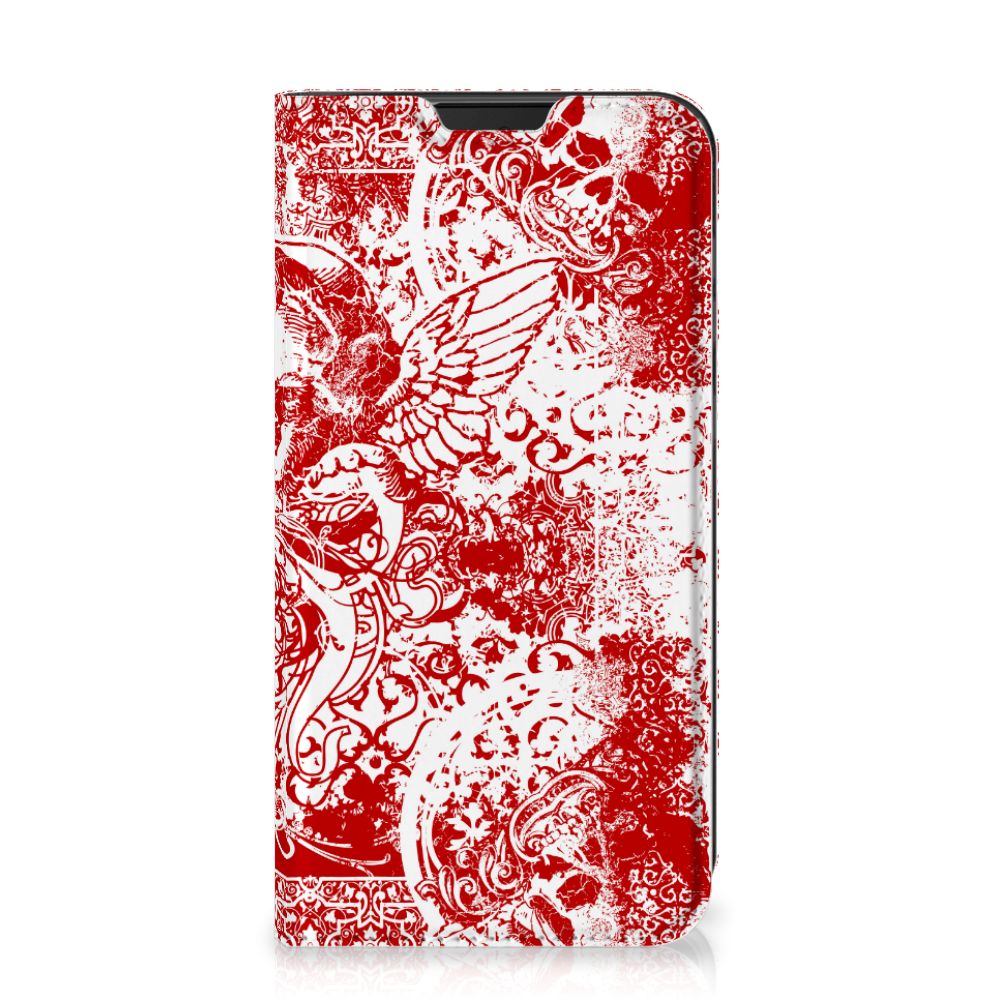Mobiel BookCase Samsung Galaxy Xcover 5 Angel Skull Rood - B2C Telecom