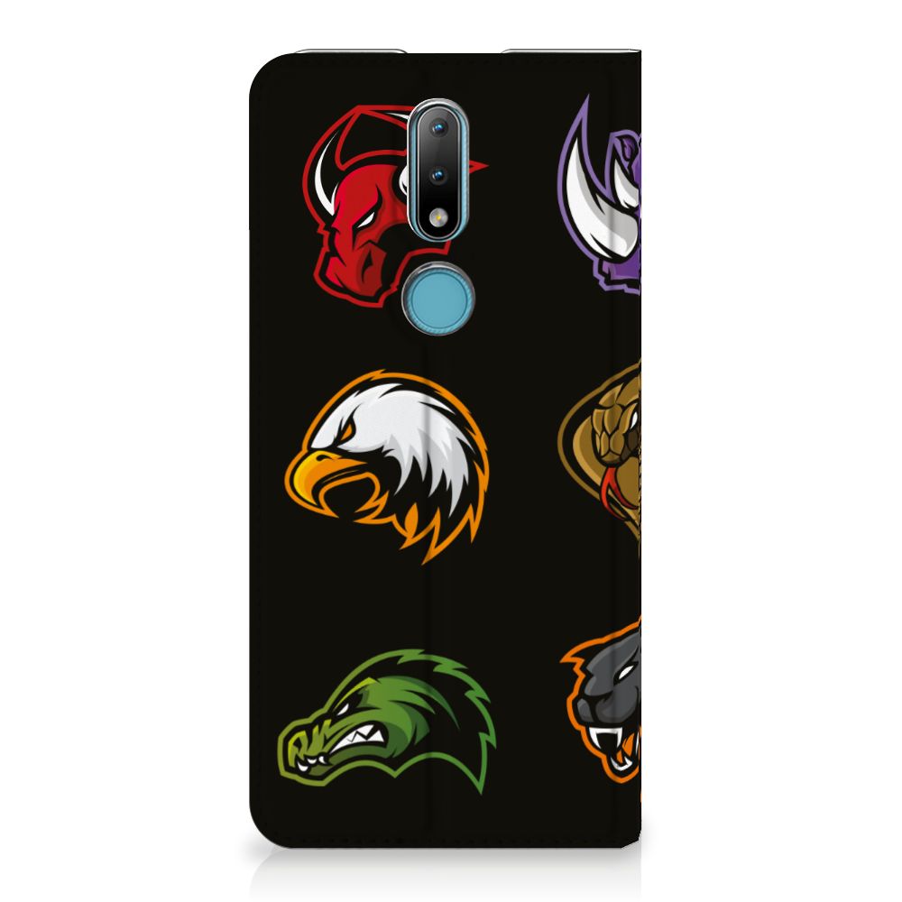 Nokia 2.4 Magnet Case Cartoon featuring vibrant animal designs on a sleek black background.