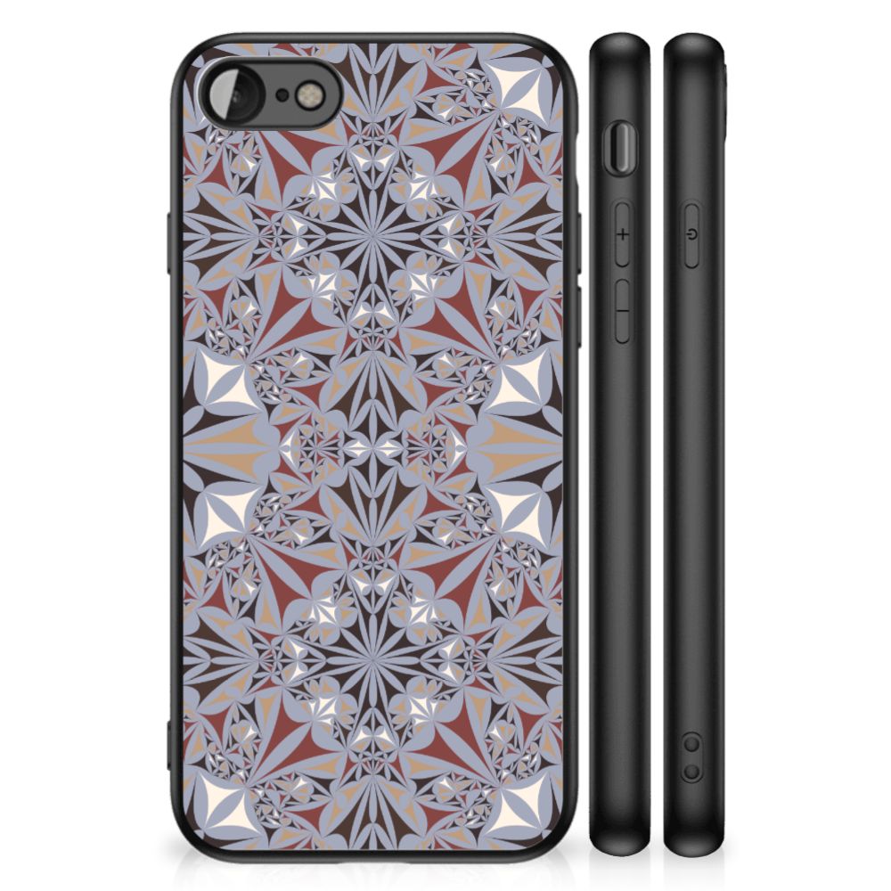 iPhone SE 2022 | SE 2020 | 7/8 Marmeren Print Telefoonhoesje Flower Tiles met een kleurrijk patroon en schokbestendig ontwerp.