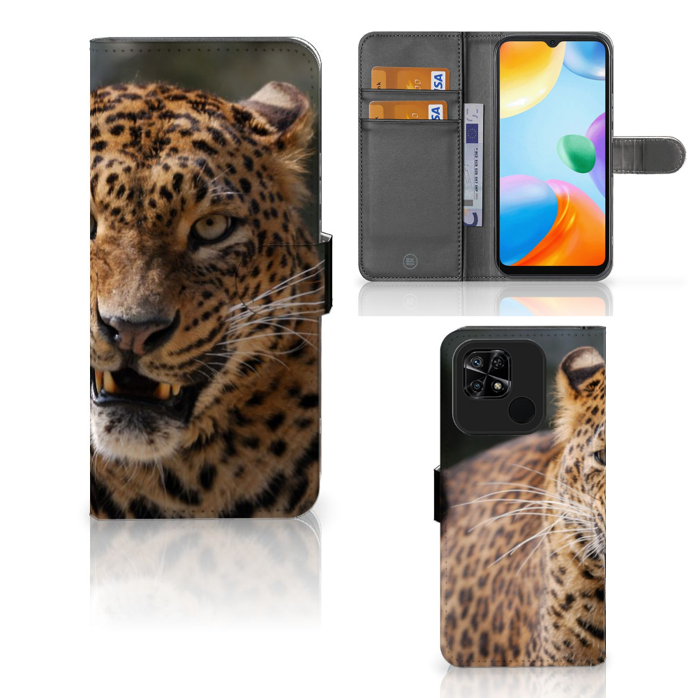 Xiaomi Redmi 10C Telefoonhoesje met Pasjes Luipaard