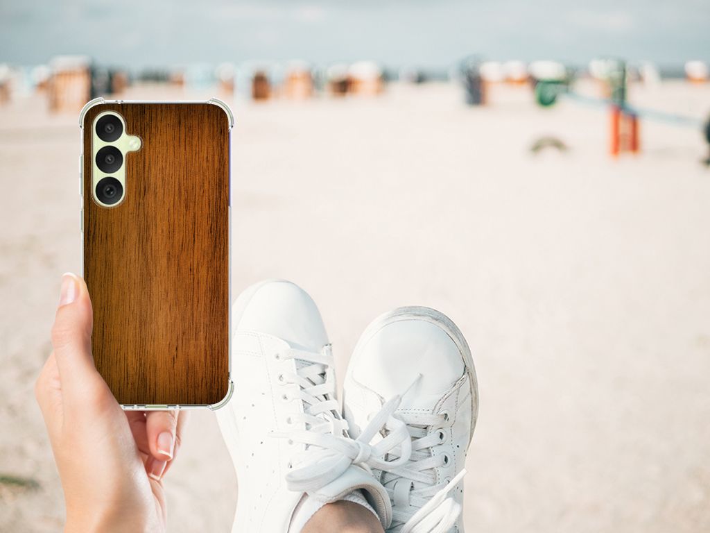 Samsung Galaxy A35 Stevig Telefoonhoesje Donker Hout B2C Telecom