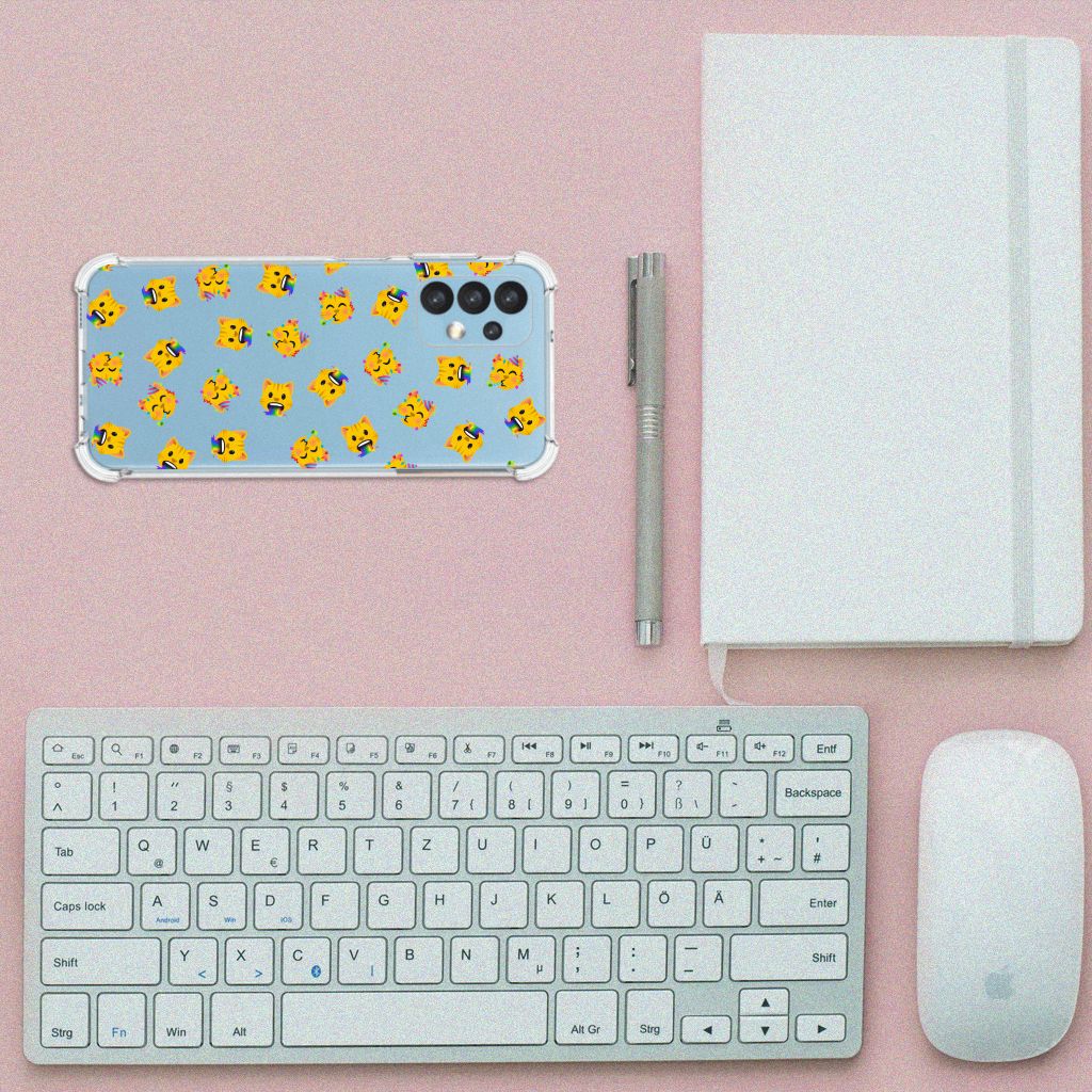 Doorzichtige Silicone Hoesje voor Samsung Galaxy A13 (4G) Katten Emojis B2C Telecom