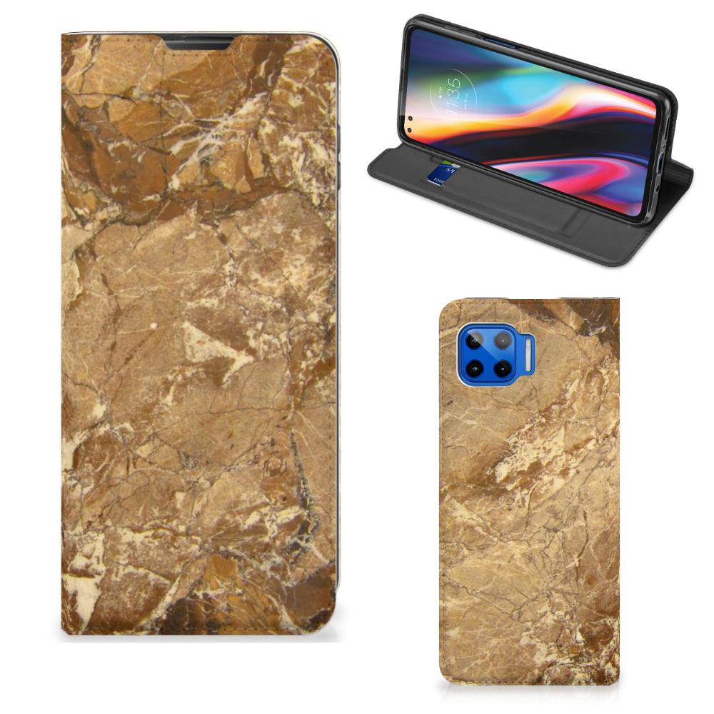 Motorola Moto G 5G Plus Standcase Marmer Creme