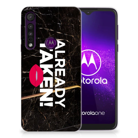 Motorola One Macro Siliconen hoesje met naam Already Taken Black